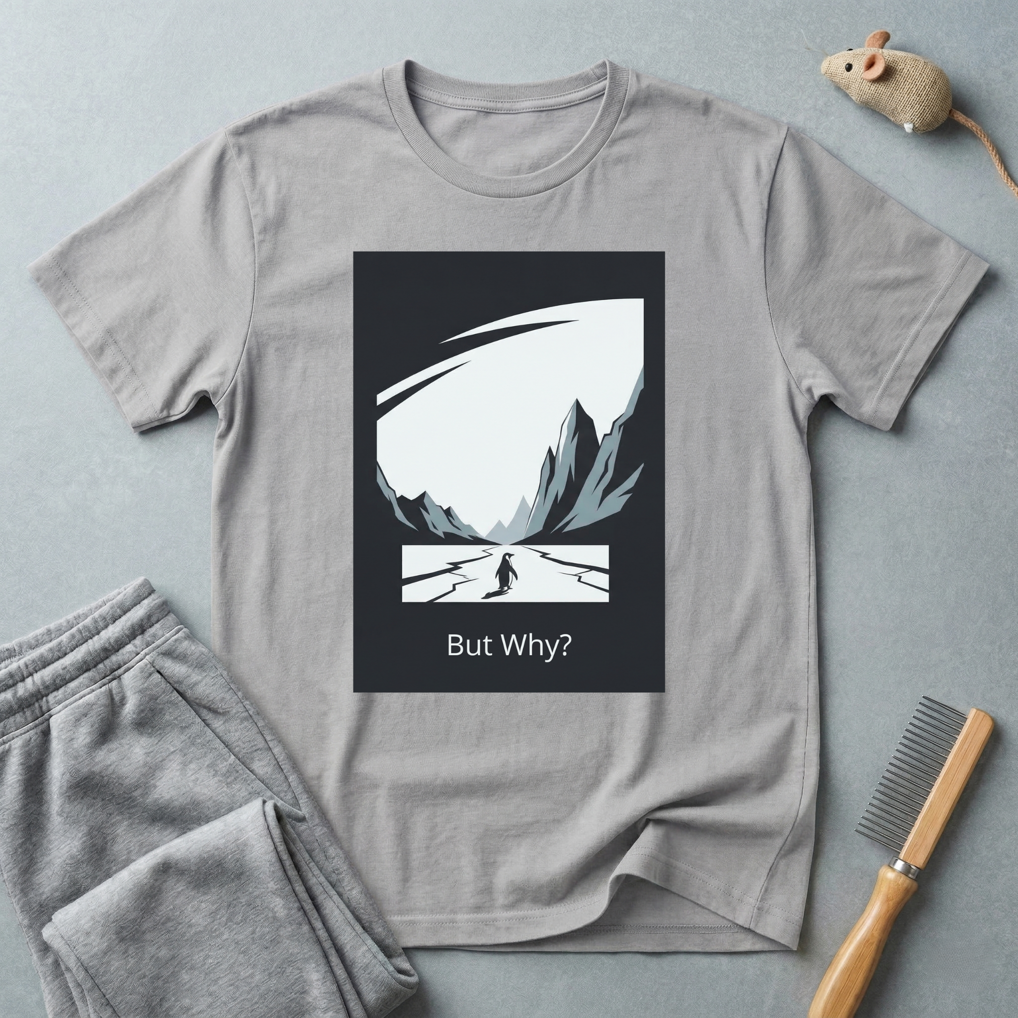 T-shirt — T-shirt graphique minimaliste de montagne avec la mention «But Why?»