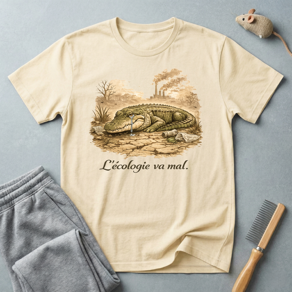 T-shirt alligator vintage — T-shirt écologique «L’écologie va mal»