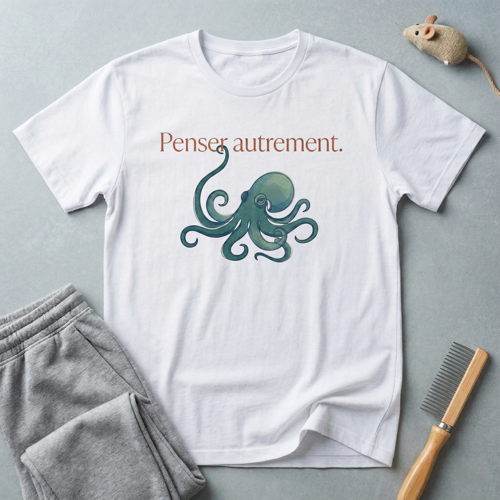 T-shirt graphique pieuvre — «Pensée autrement.»