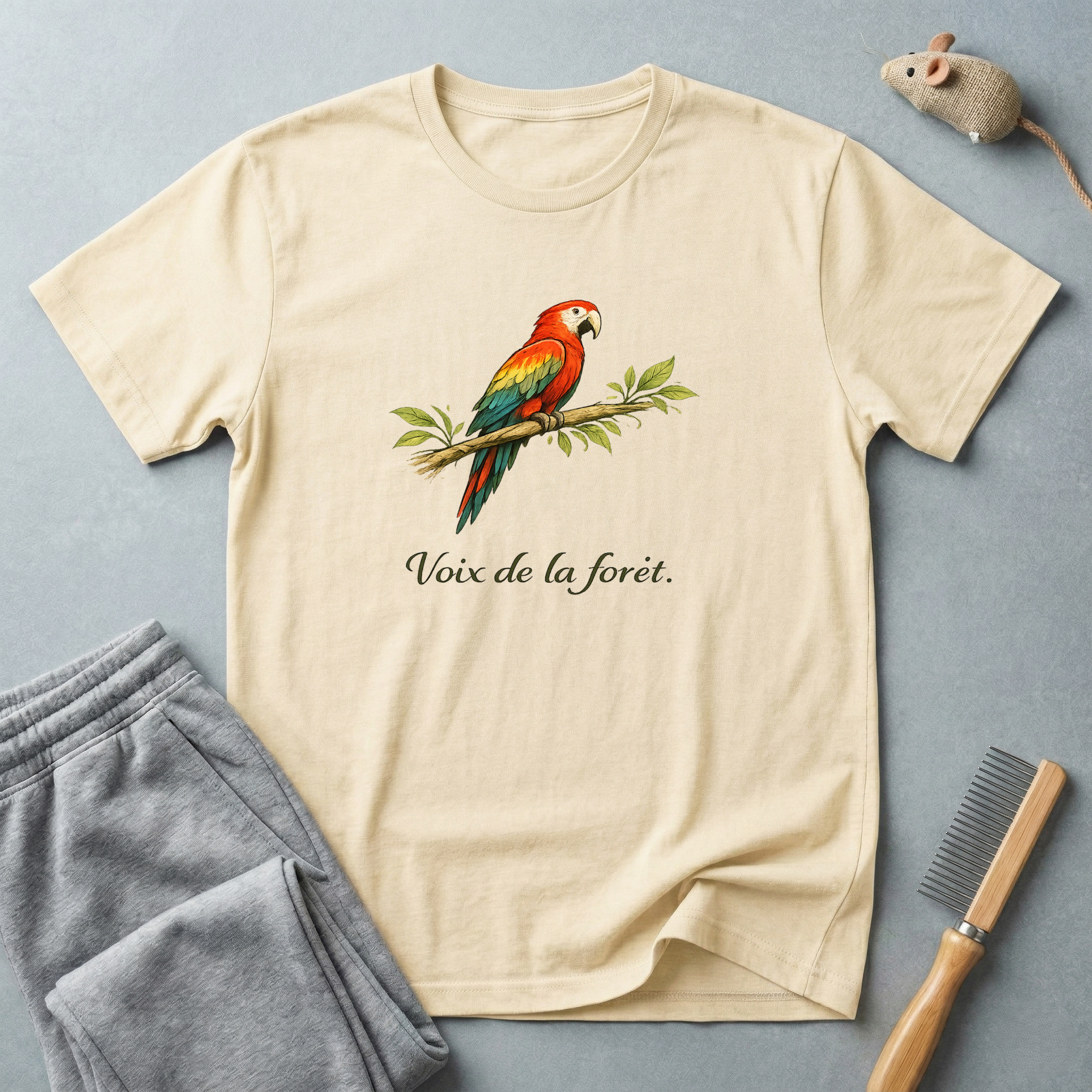 T-shirt illustration perroquet — «Voix de la forêt»