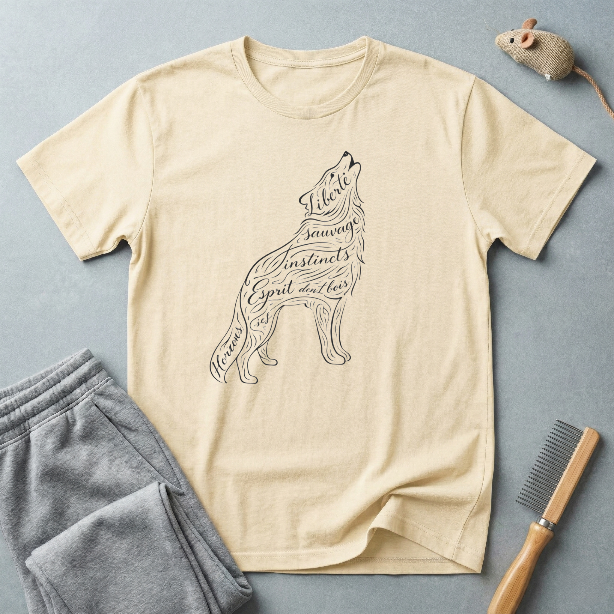 T-shirt Loup calligraphie