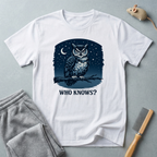 Owl Night Tee — 'Who Knows?' Graphic T-Shirt
