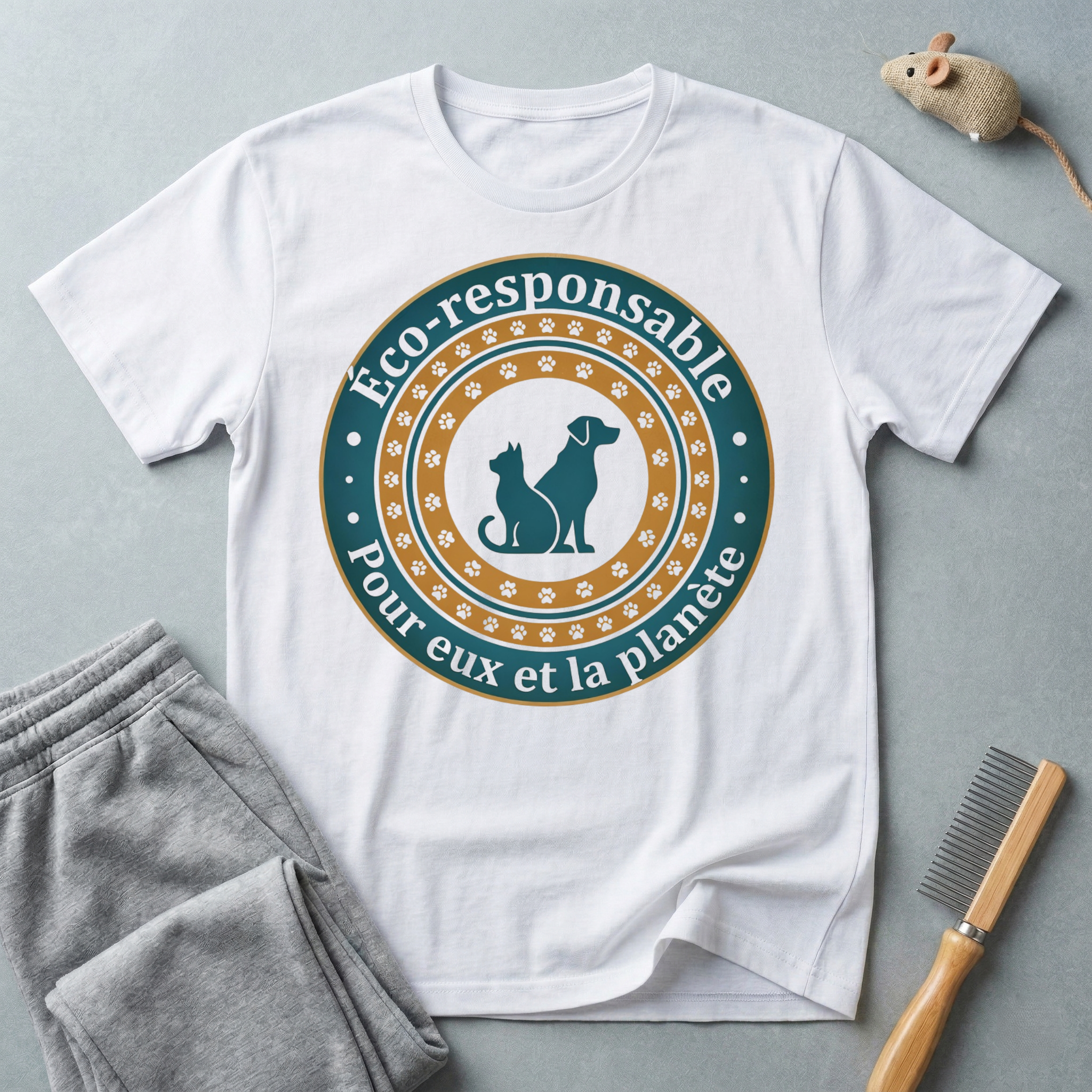 Eco-Responsible Pet T-Shirt — "Éco-responsable pour eux et la planète"