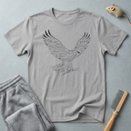 T-shirt Aigle — Aigle patriotique en vol avec design typographique manuscrit