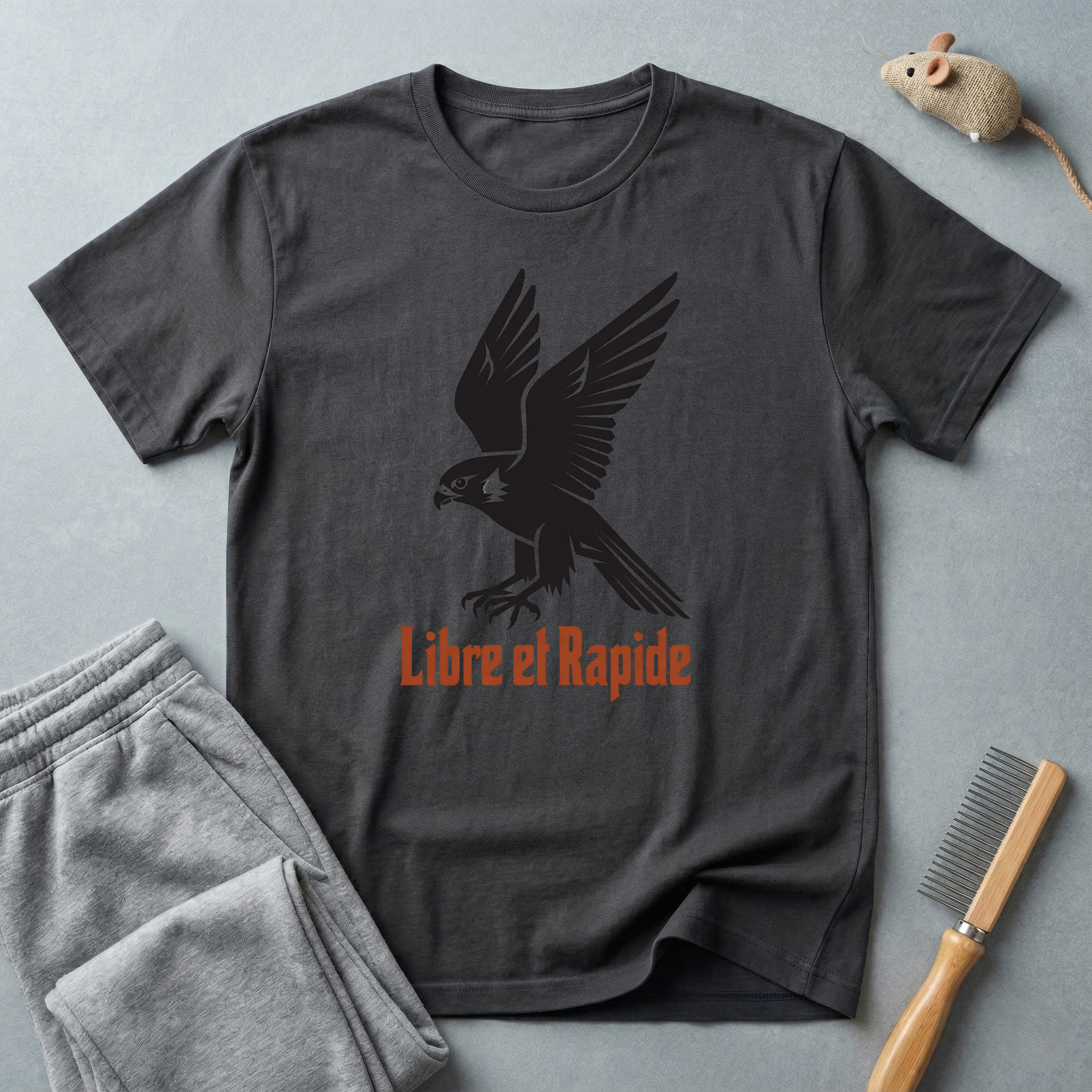 T-shirt graphique avec aigle — «Libre et rapide»