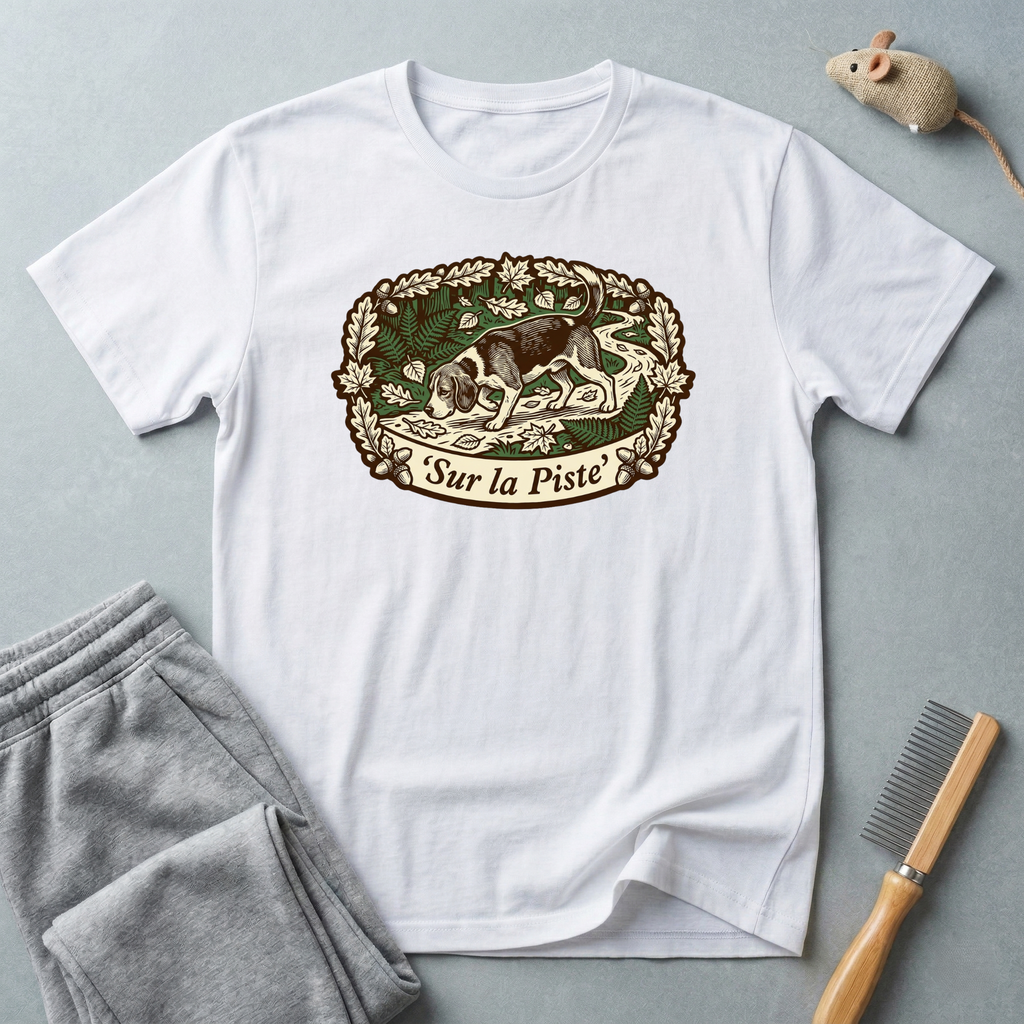 T-shirt — Graphique vintage nature lapin «Sur la piste»