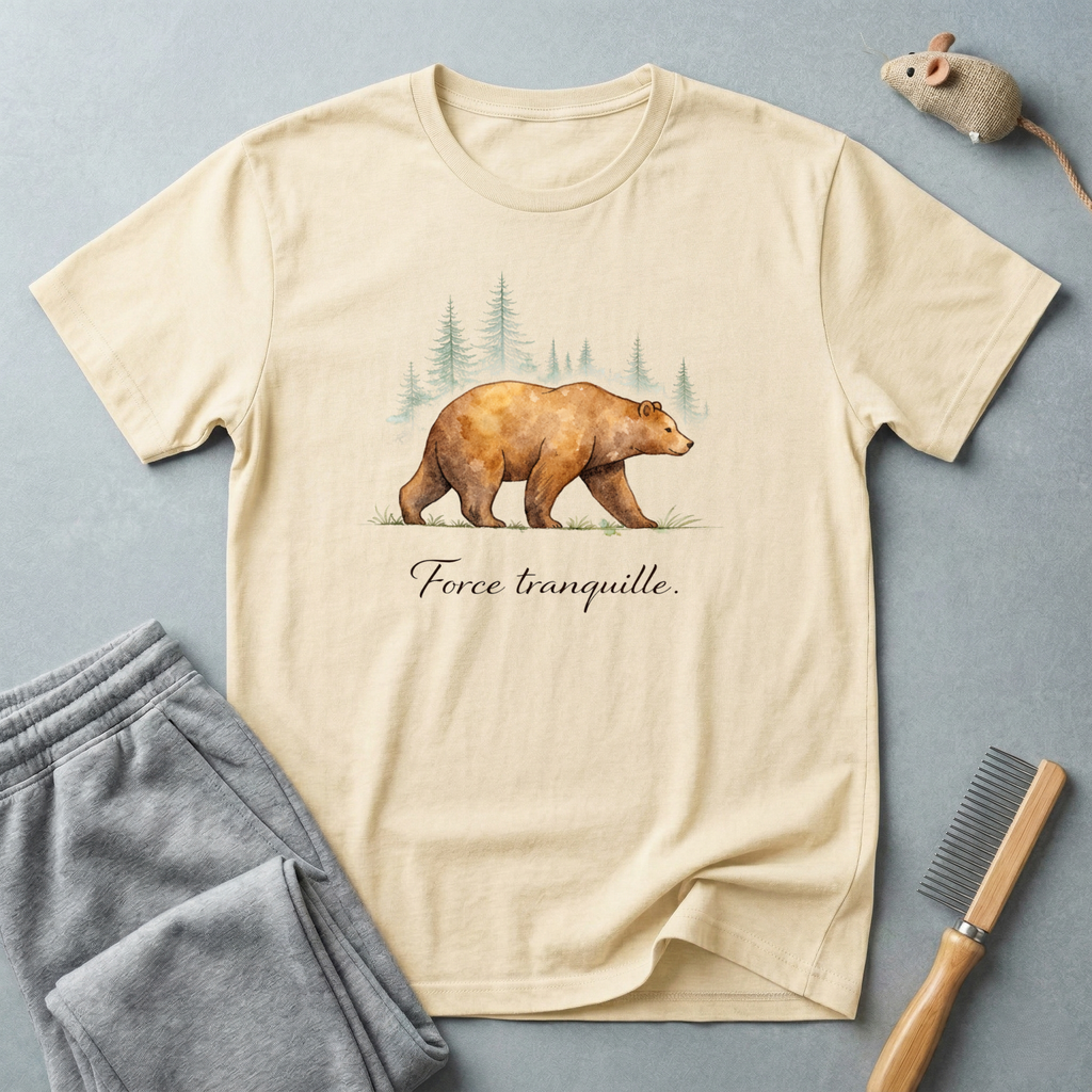 T-shirt forêt Ours — T-shirt graphique nature «Force Tranquille»