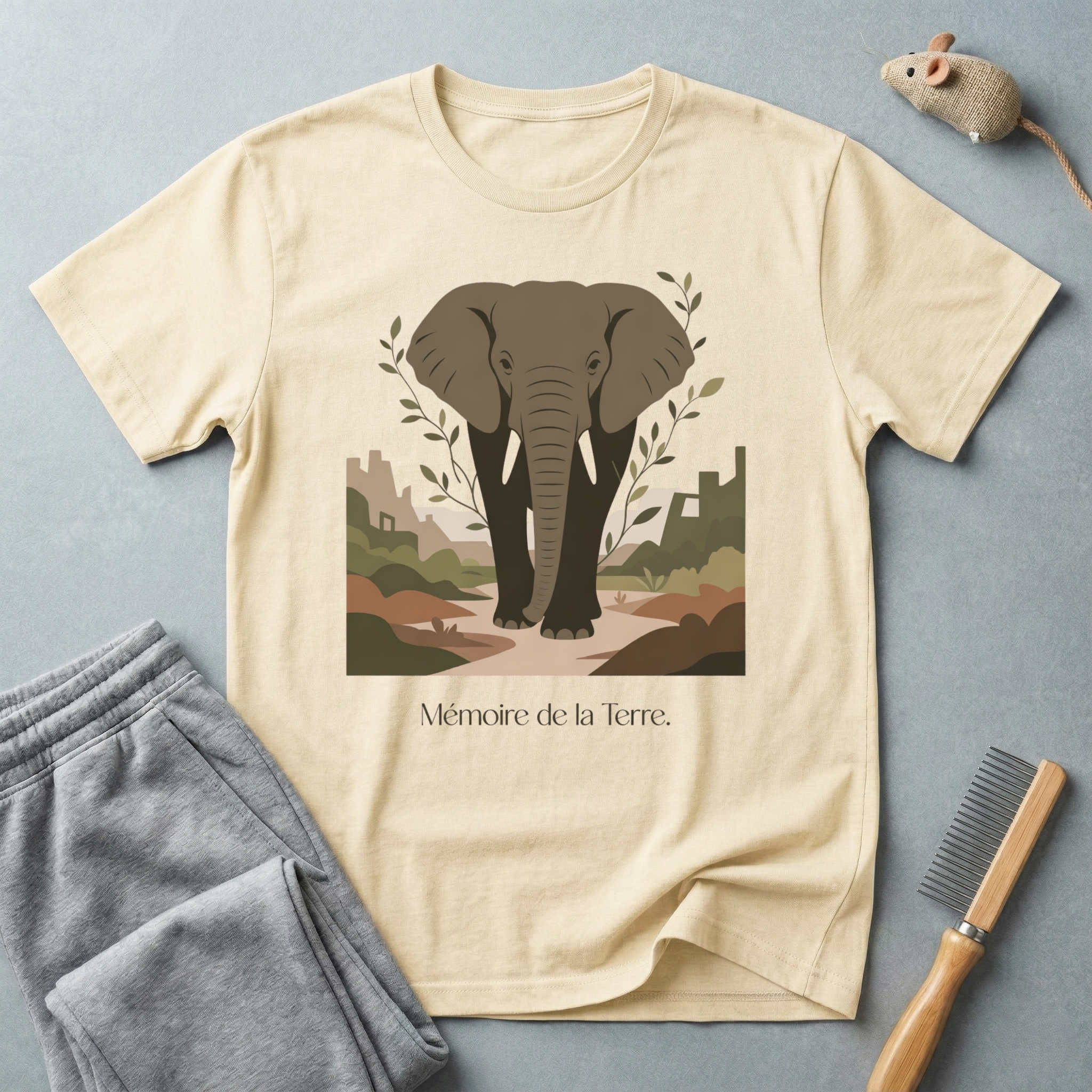 T-shirt graphique éléphant « Mémoire de la Terre » — Esprit safari