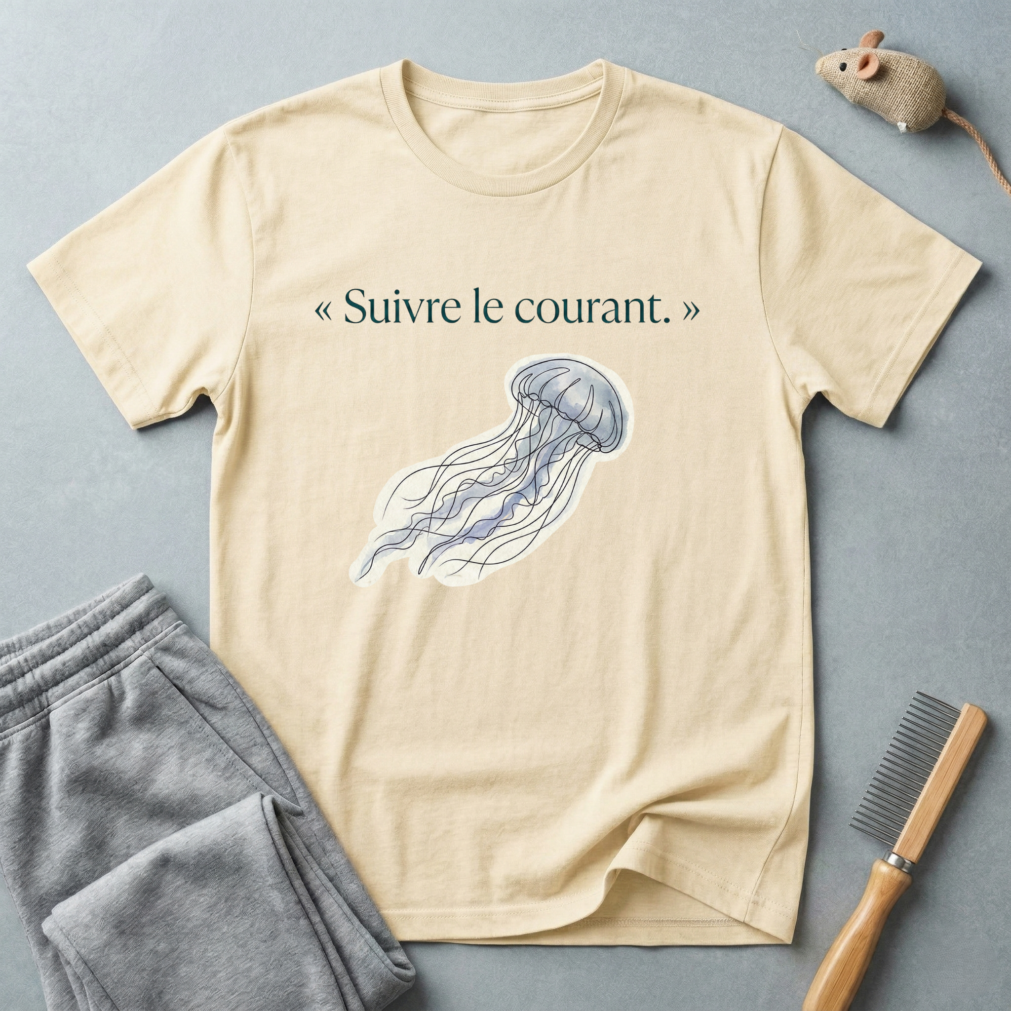 T-shirt Méduse — «Suivre le courant.»