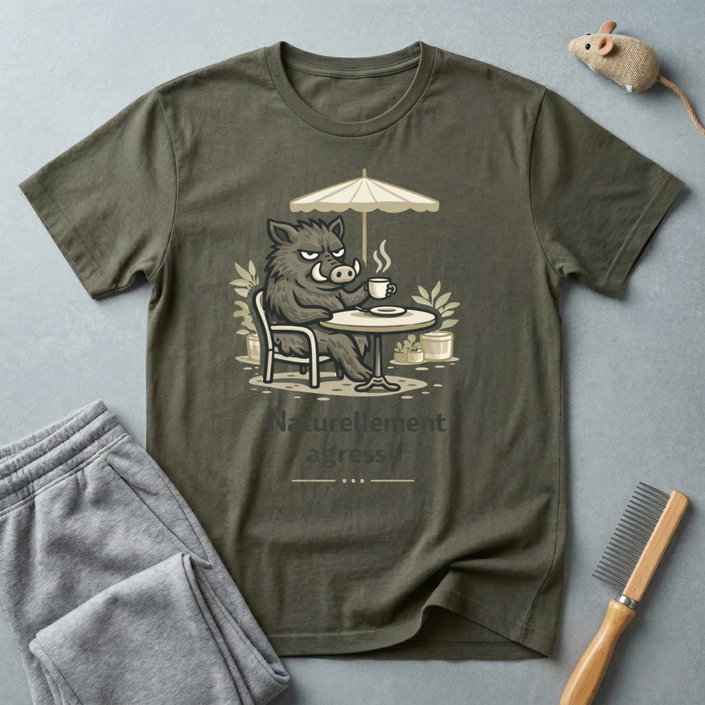 T-shirt café Sanglier — "Naturellement agressif"