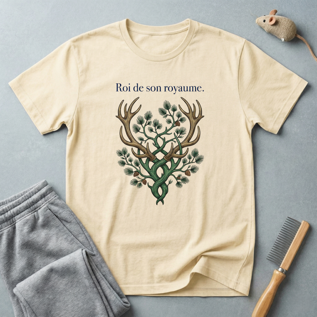 T-shirt — «Roi de son royaume» — T-shirt graphique cerf aux bois en forme d’arbre