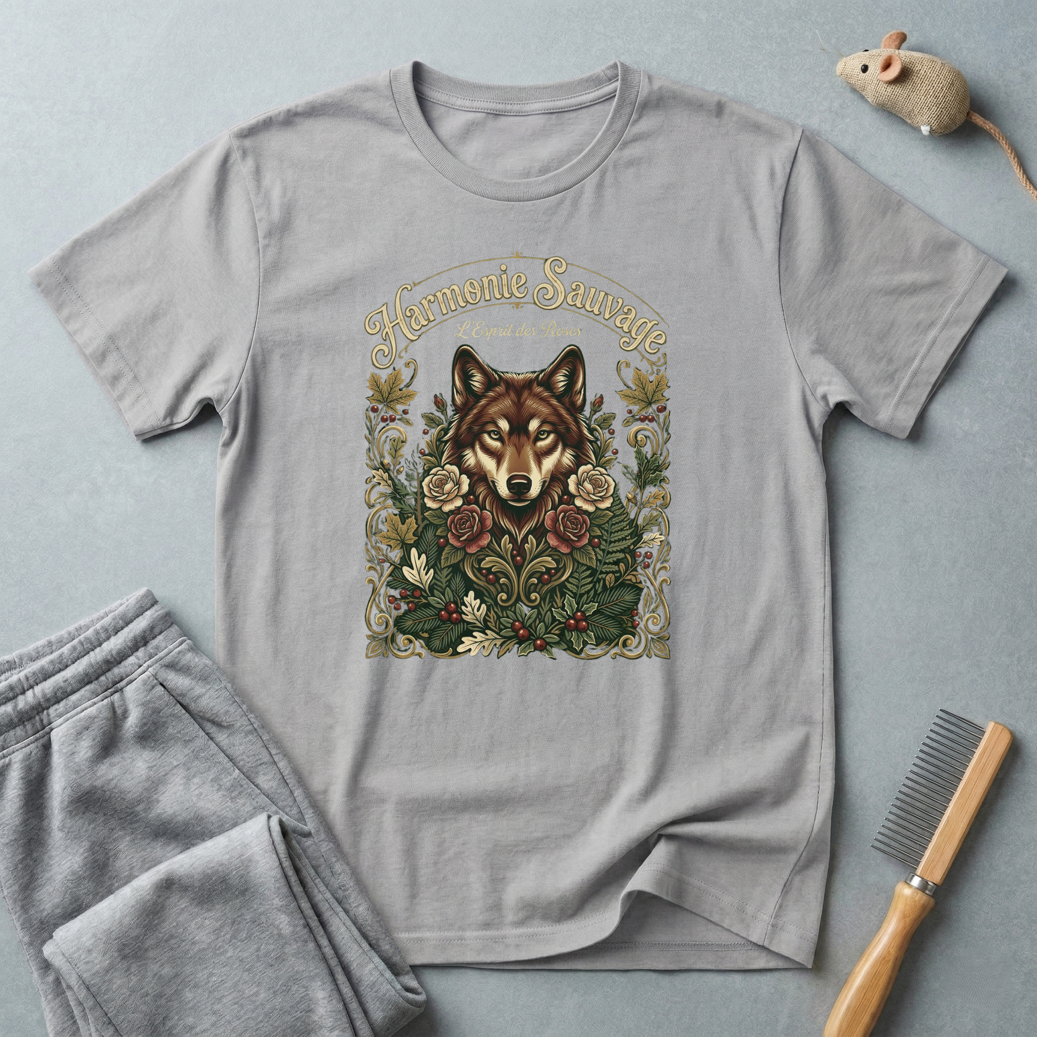 T-shirt Loup Floral — «Sauvagement Féroce» T-shirt graphique nature vintage 🐺🌿