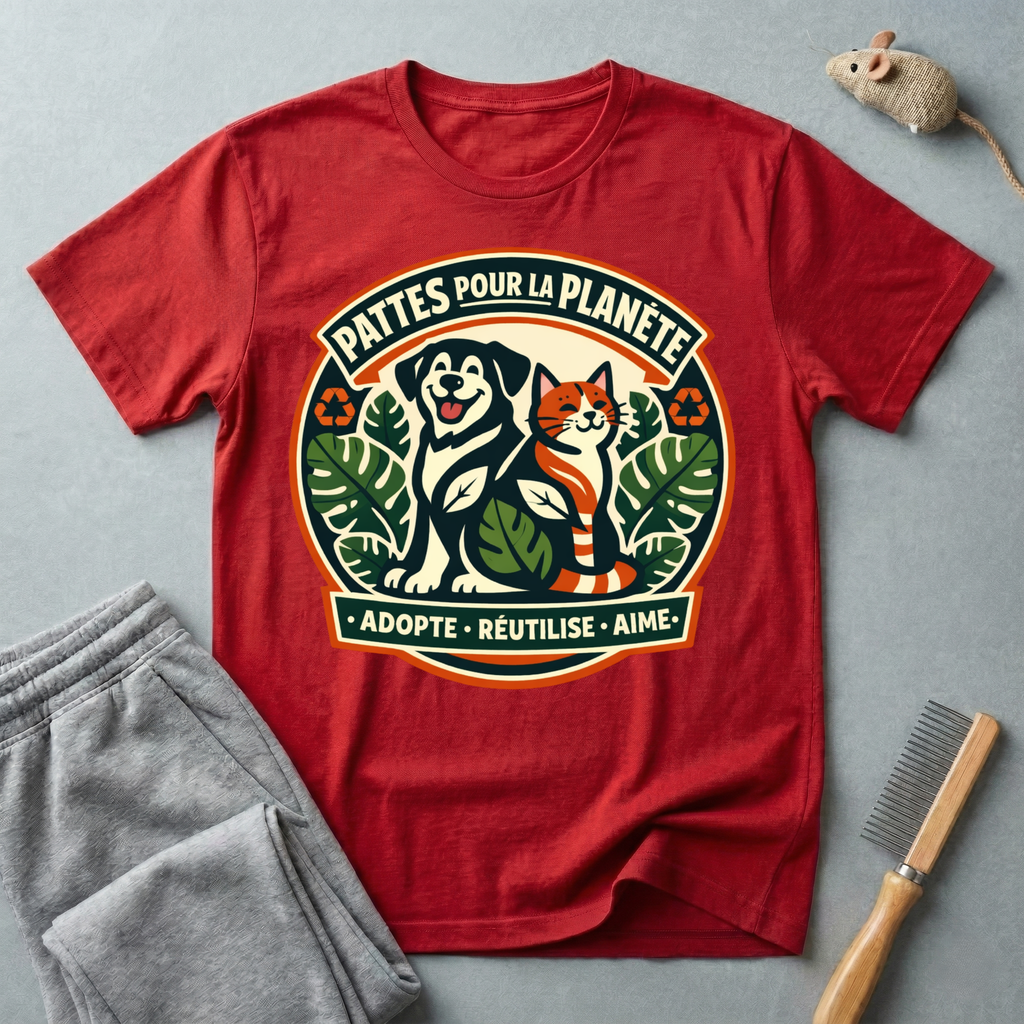 T-Shirt — "Pattes Pour La Planète" Eco Pet Rescue Tee (Adopte • Réutilise • Aime)