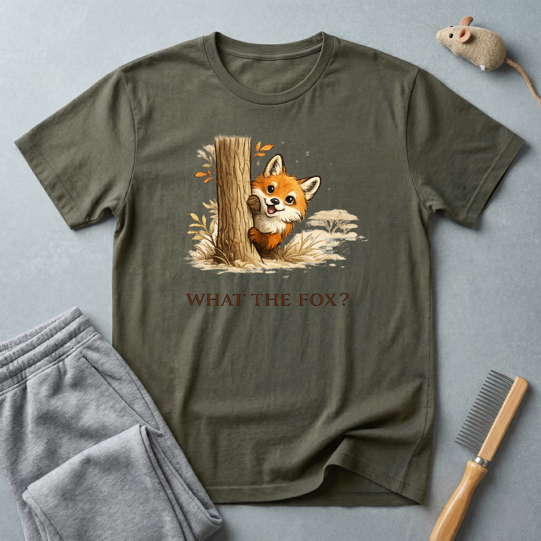 Cute Fox Peeking T-Shirt — "What the Fox?"