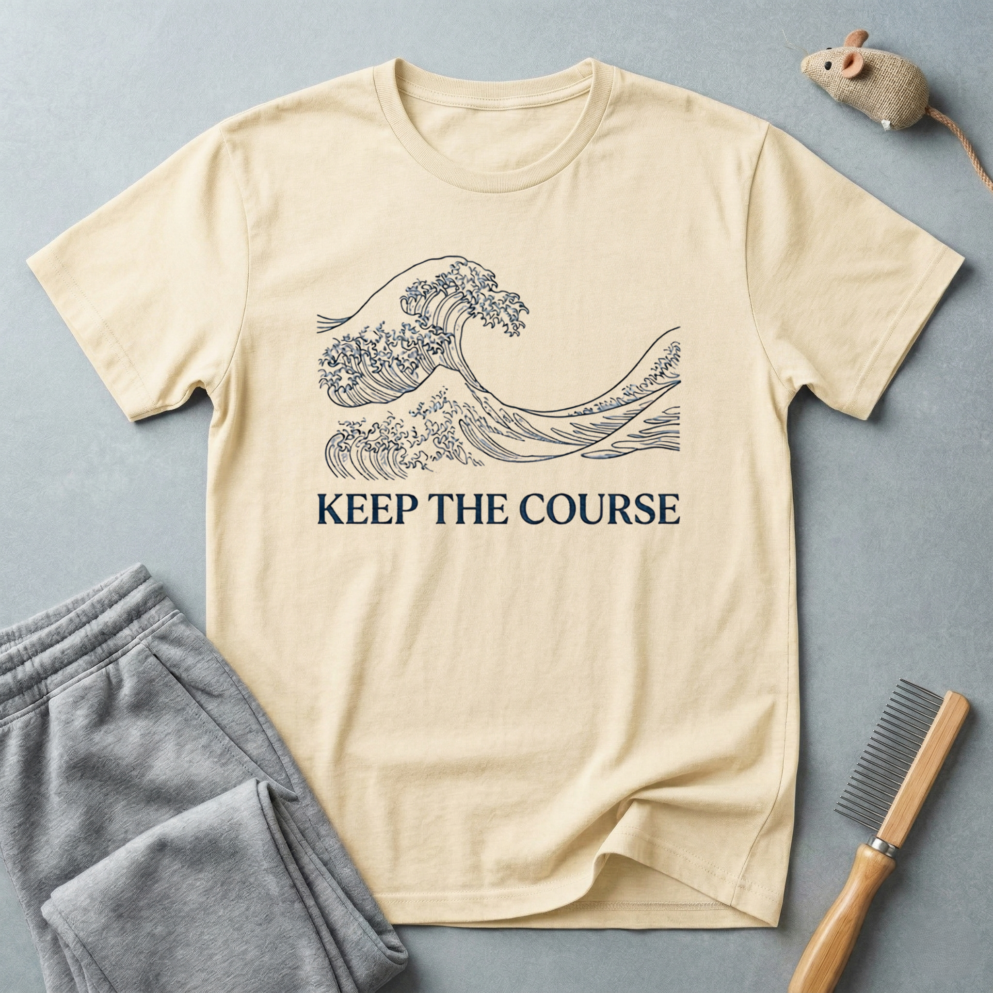 T-shirt Vague «Keep The Course» — T-shirt graphique nautique inspirant