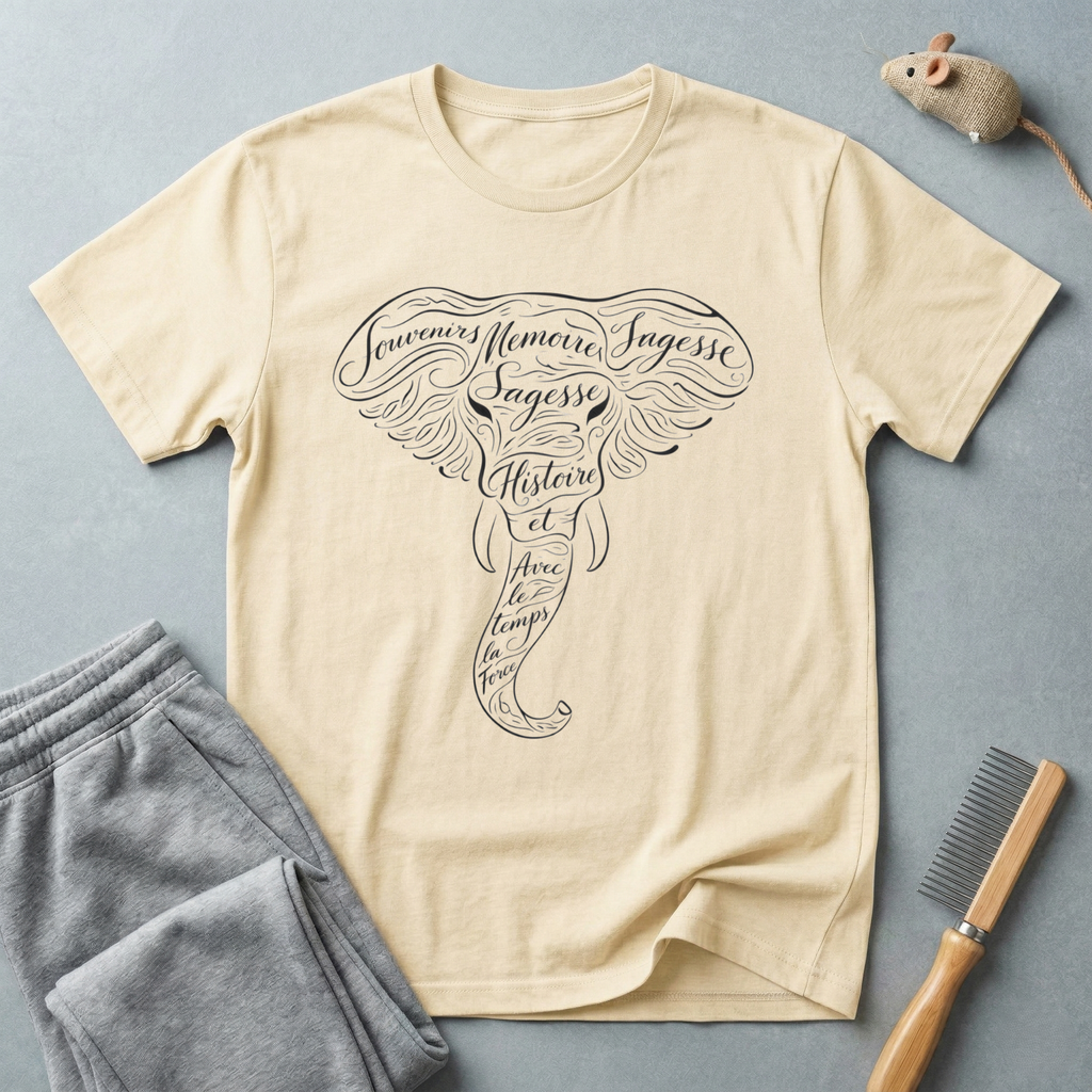 T-shirt Éléphant Script — T-shirt éléphant avec citation inspirante manuscrite