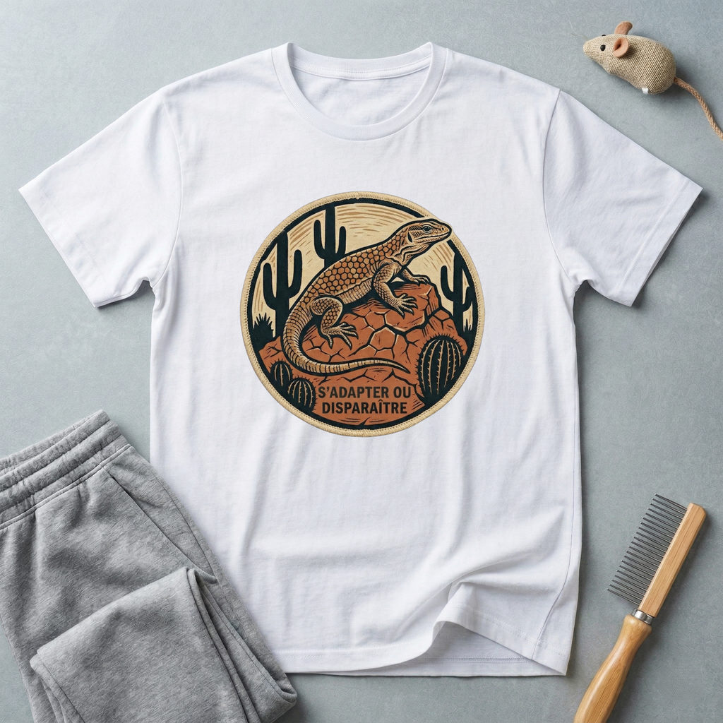 T-shirt Lézard du désert — T-shirt reptile vintage «S’adapter ou disparaître»