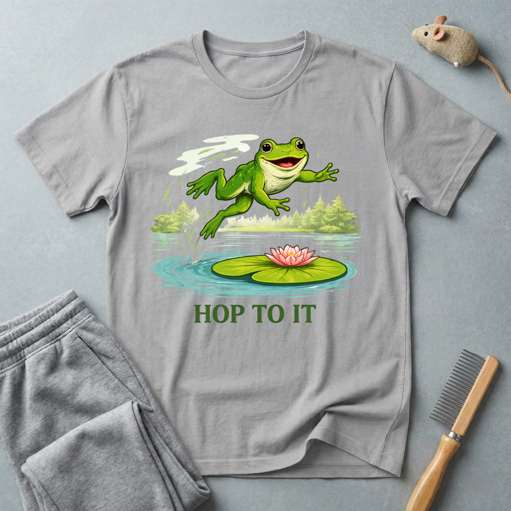 "Hop To It" Frog T-Shirt — Playful Graphic T-Shirt with Lily Pad