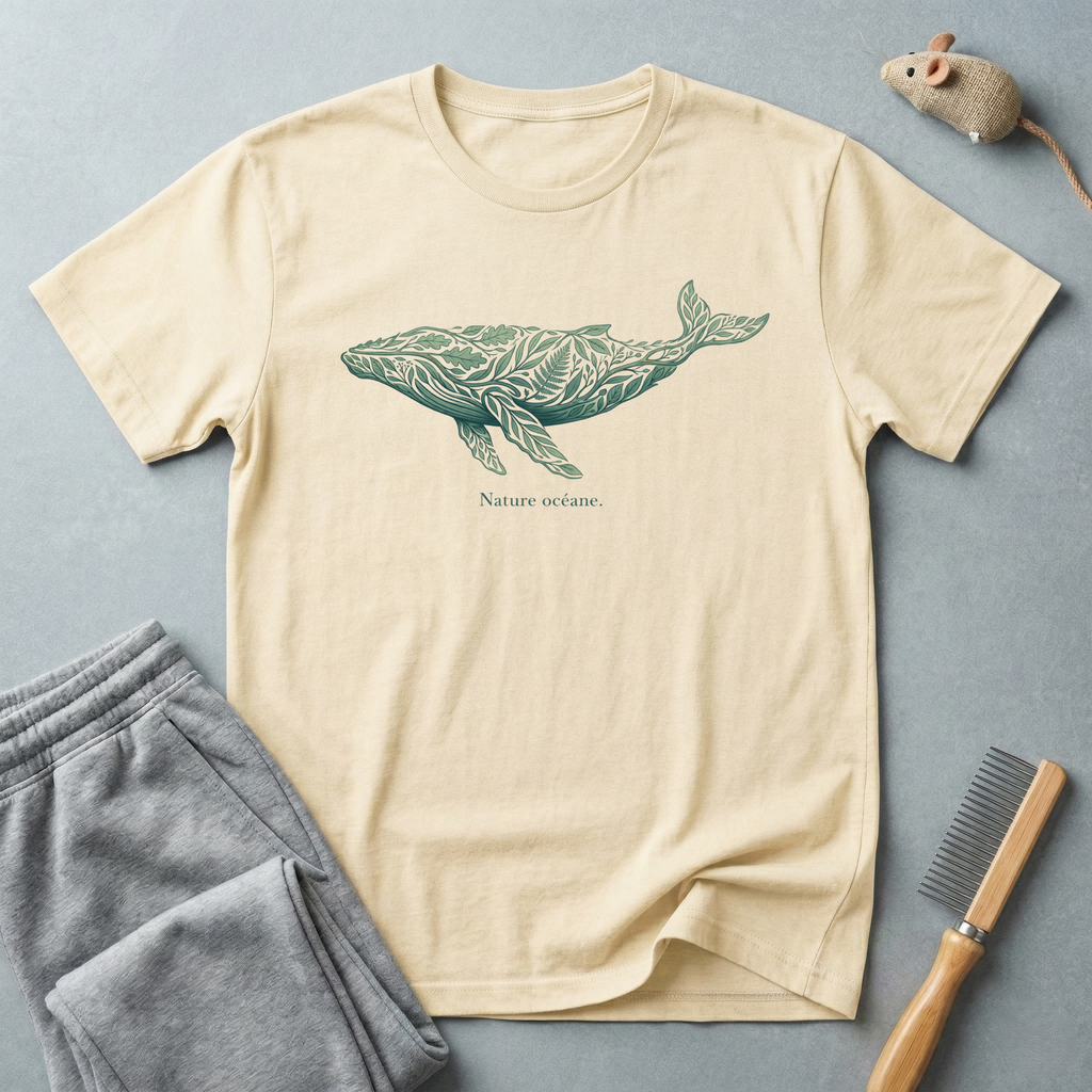 T-shirt baleine botanique "Nature océane."