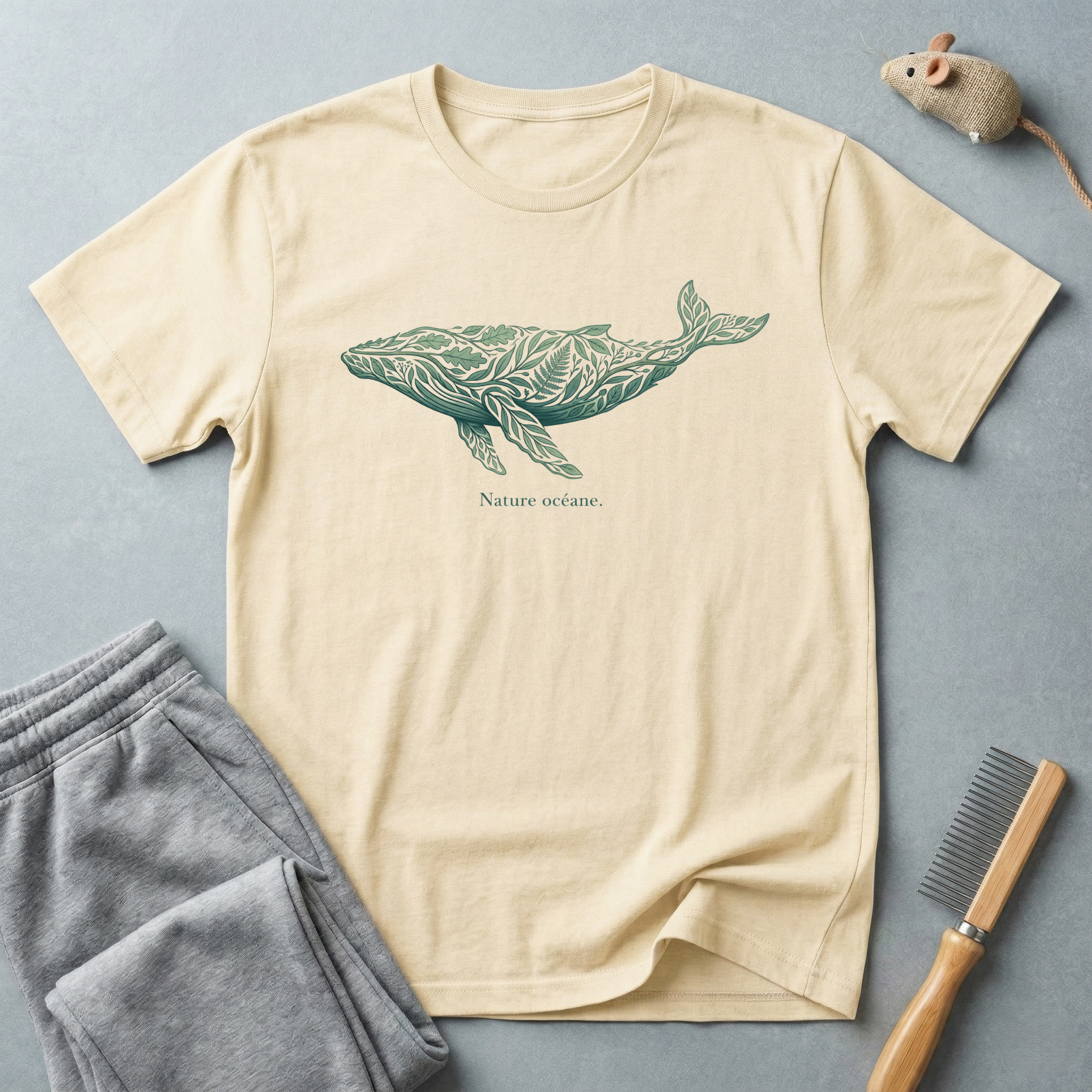 T-shirt baleine botanique "Nature océane."