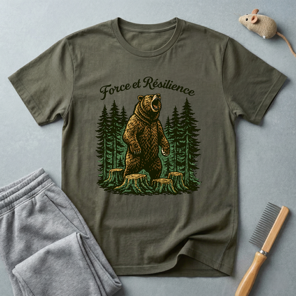 T-shirt forêt d’ours – T-shirt graphique «Force et Résilience»