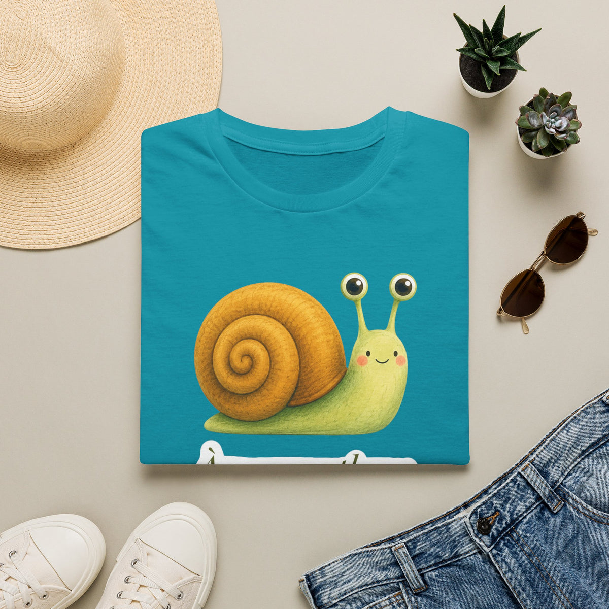 T-shirt illustré avec escargot — « À mon rythme. » — Adorable T-shirt « slow living »