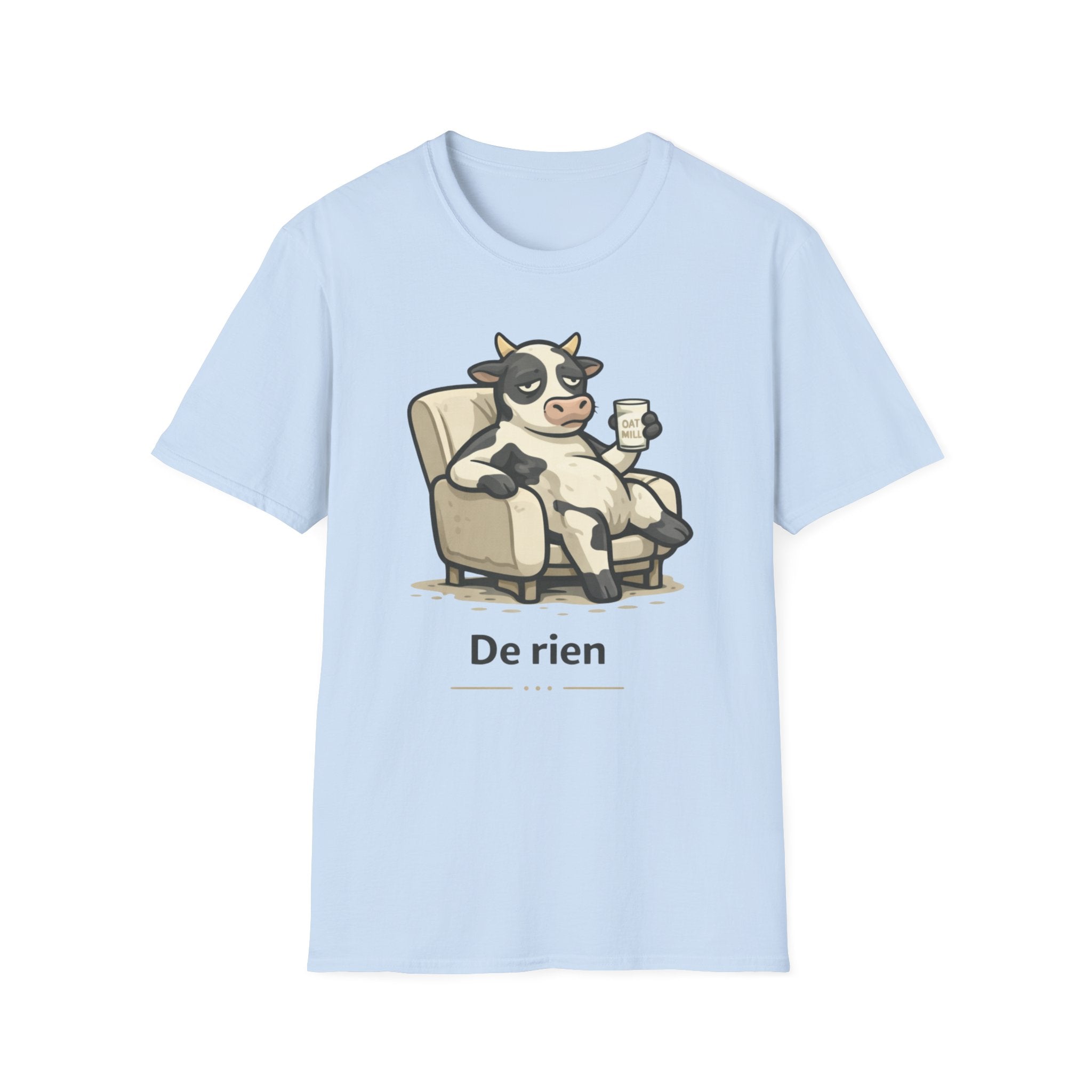 Cow Lounge T-Shirt — Cute Relaxing Cow Illustration with “De rien” Text