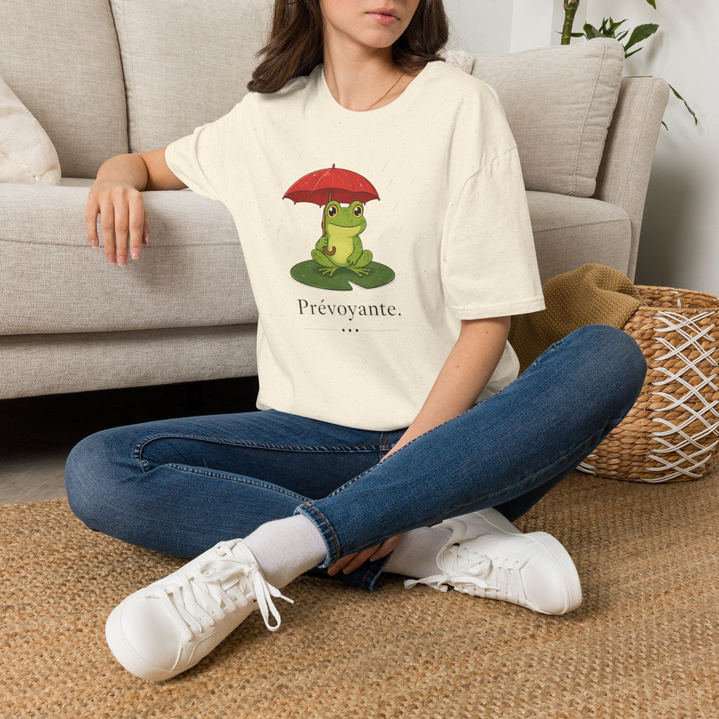 T-shirt Grenouille au parapluie rouge — Adorable illustration « Prévoyante »