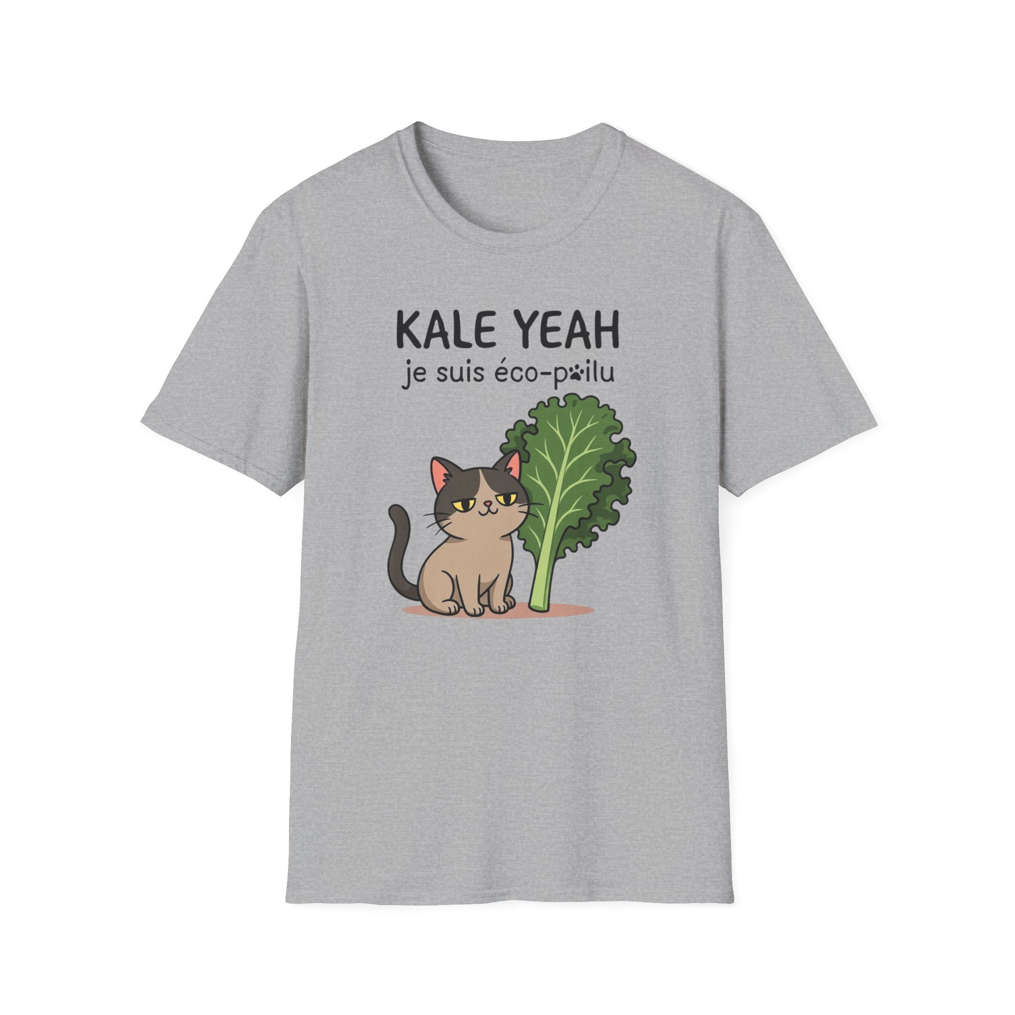 Kale Yeah Cat T-Shirt – Cute Vegan/eco-friendly Graphic Tee ("je suis éco-pailu")