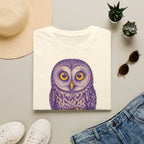 T-shirt graphique avec hibou — Hibou violet avec inscription « Je sais. »