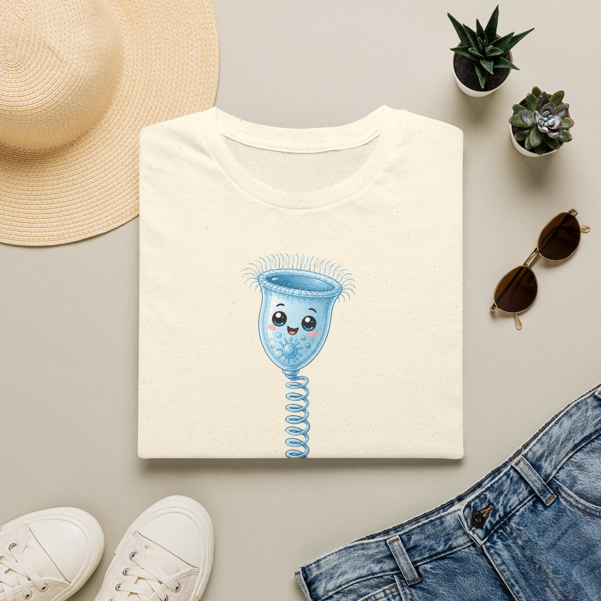 T-shirt illustré avec coupe menstruelle — Adorable t-shirt kawaii sur le thème des règles (sans tabou)