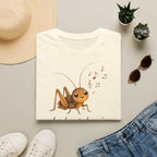 T-shirt illustré avec grillon — « Je chante le soir » — Adorable grillon chanteur
