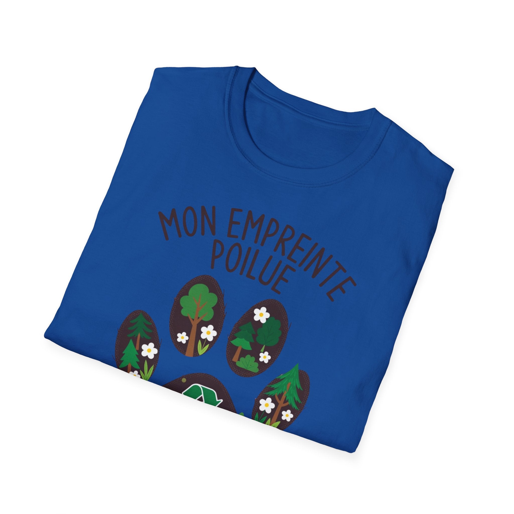French Paw Print T‑Shirt — "Mon empreinte poilue" Floral Paw Graphic
