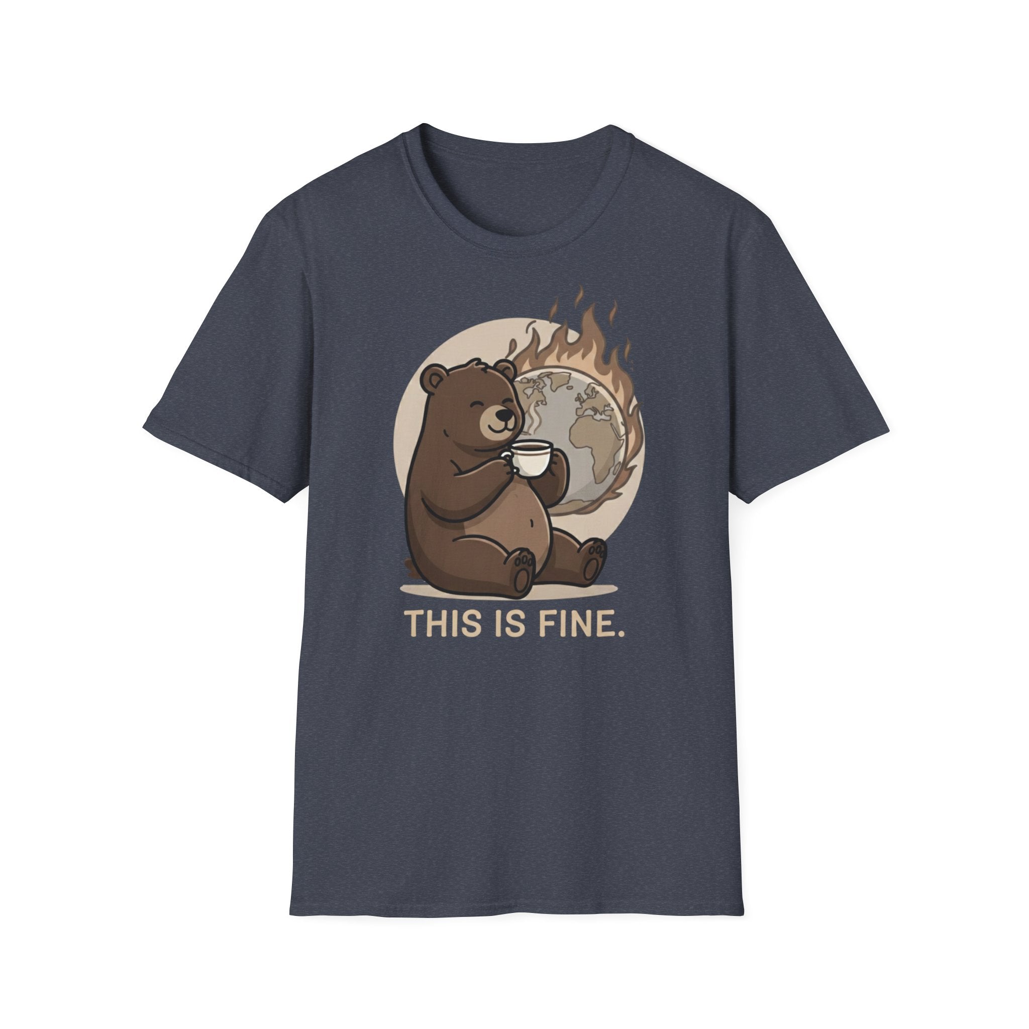 This Is Fine Bear T-Shirt — Funny Cozy Cartoon Tee