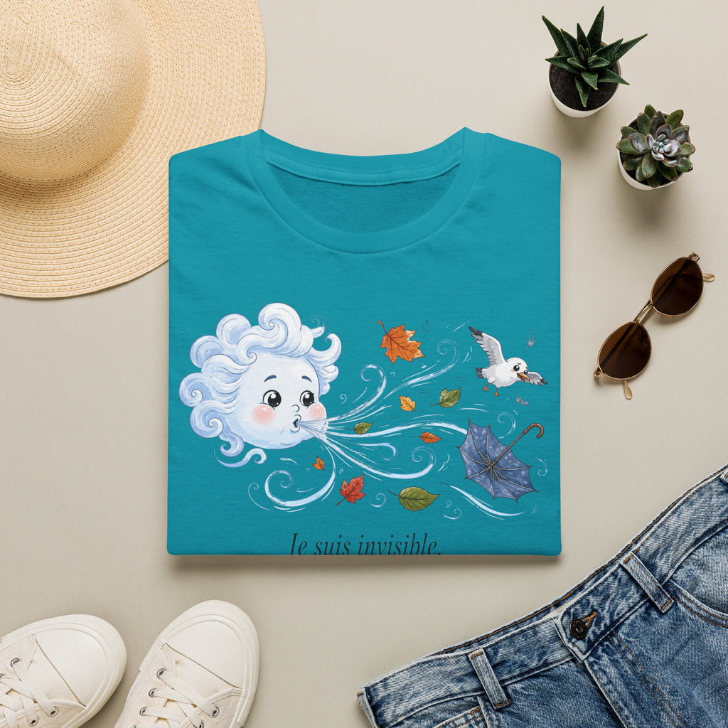 T-shirt — « Je suis invisible » — Illustration fantaisiste du vent