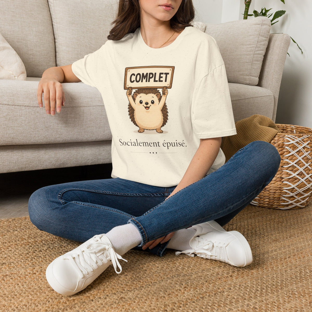 T-shirt « Complet » avec hérisson mignon — T-shirt graphique drôle « Complet »