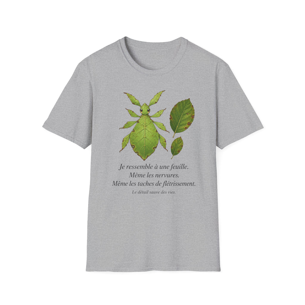 T-shirt Insecte-feuille — Illustration botanique d’un phasme