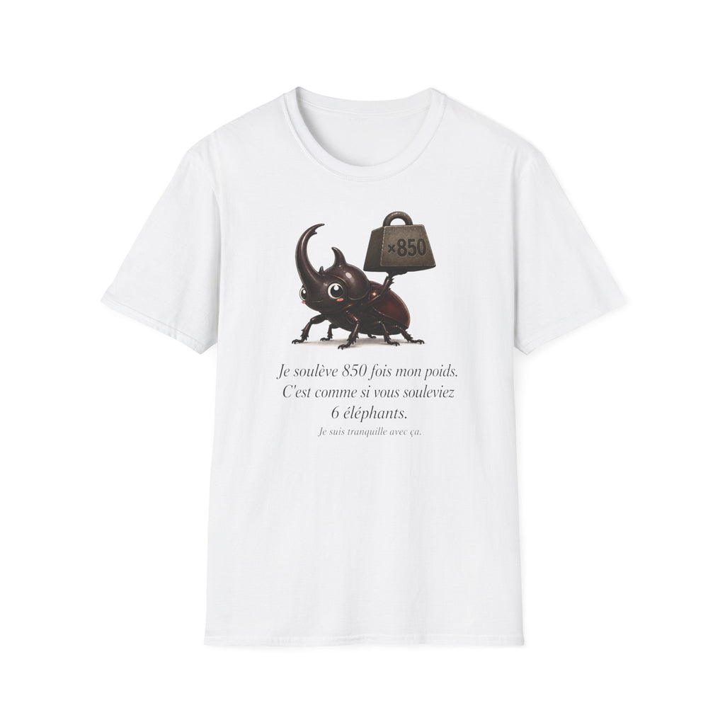 T-shirt « Force du scarabée » — Adorable scarabée rhinocéros portant 850 fois son poids