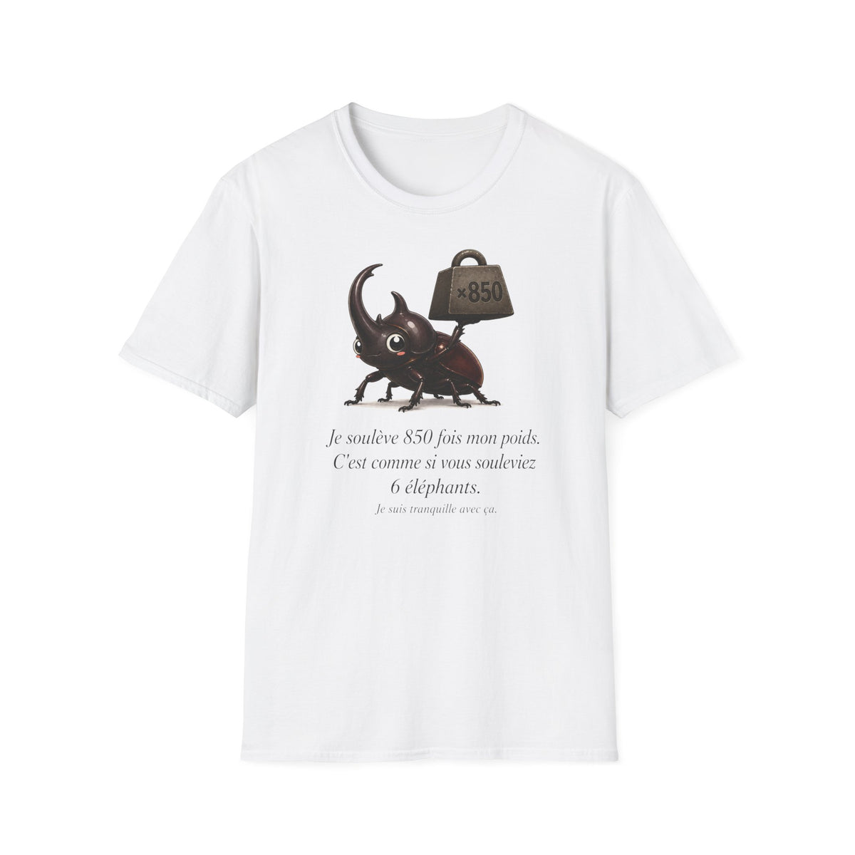 T-shirt « Force du scarabée » — Adorable scarabée rhinocéros portant 850 fois son poids