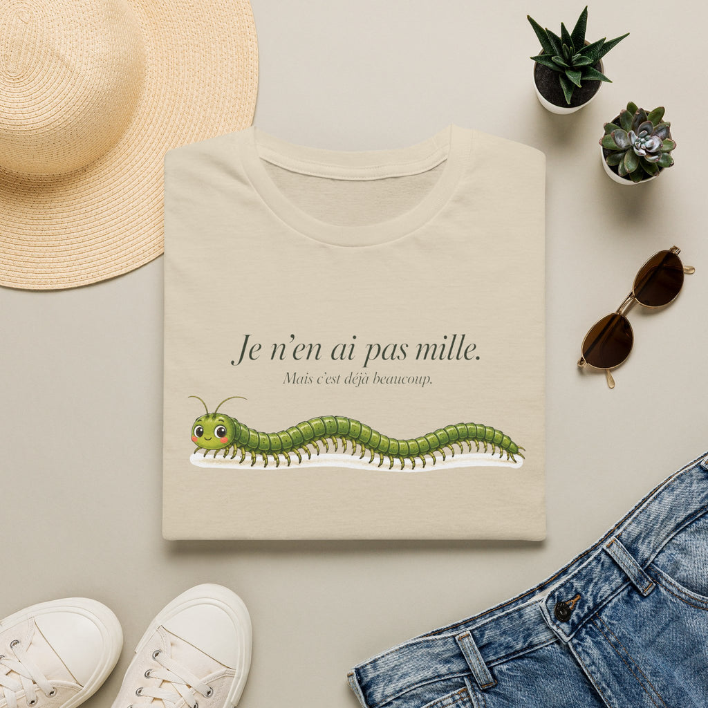T-shirt graphique avec mille-pattes — « Je n’en ai pas mille »