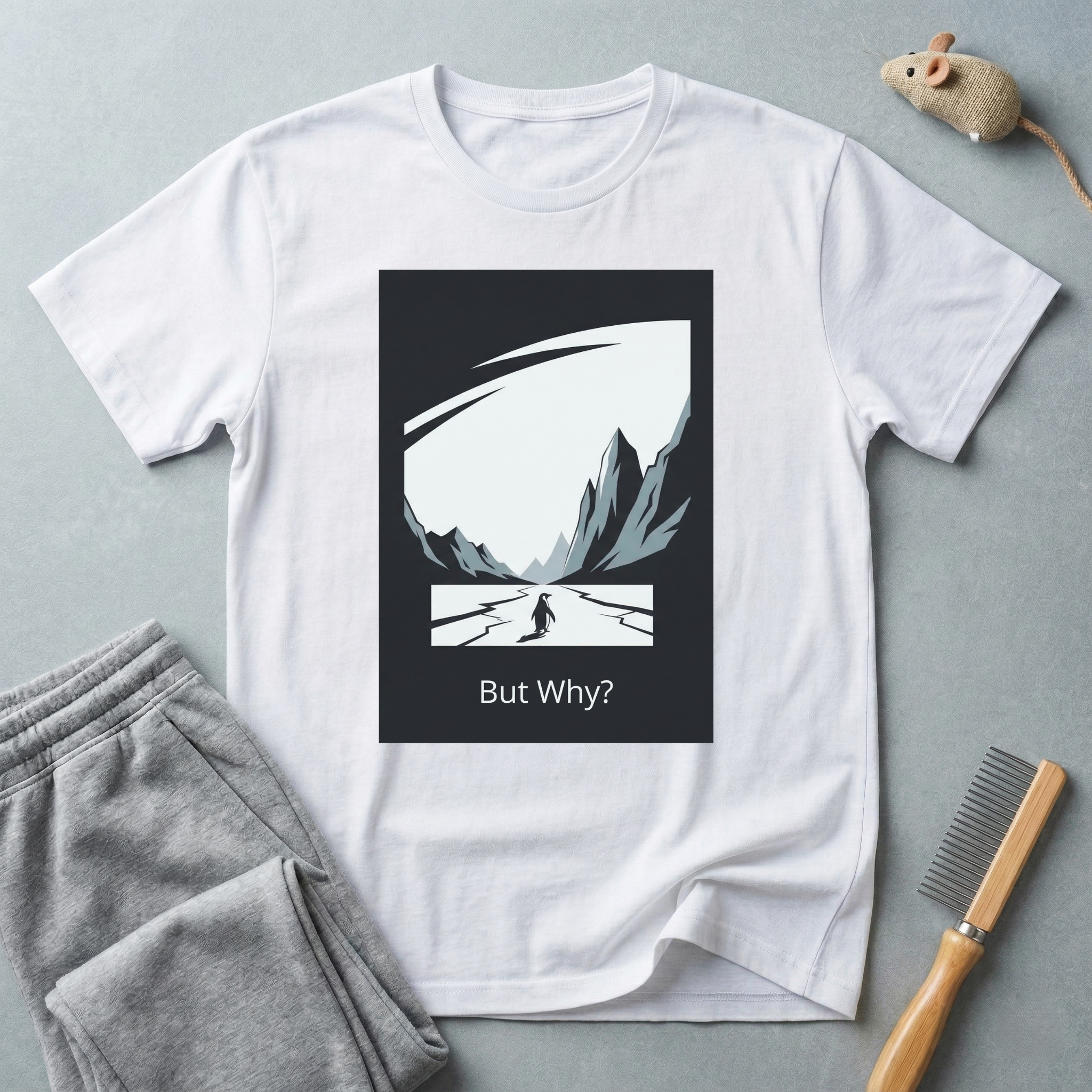 T-shirt — T-shirt graphique minimaliste de montagne avec la mention «But Why?»