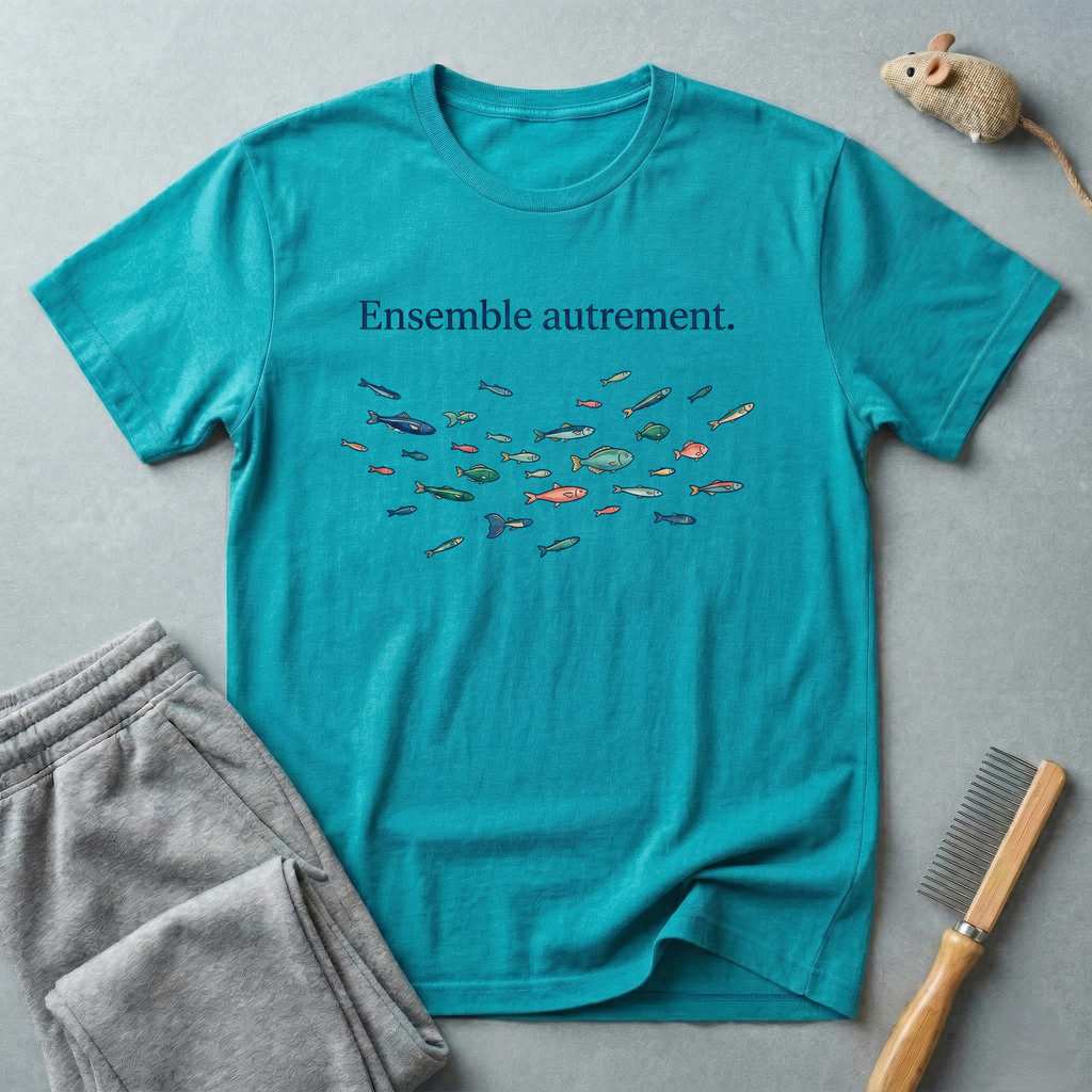 T-shirt — «Ensemble autrement.» T-shirt graphique minimaliste banc de poissons