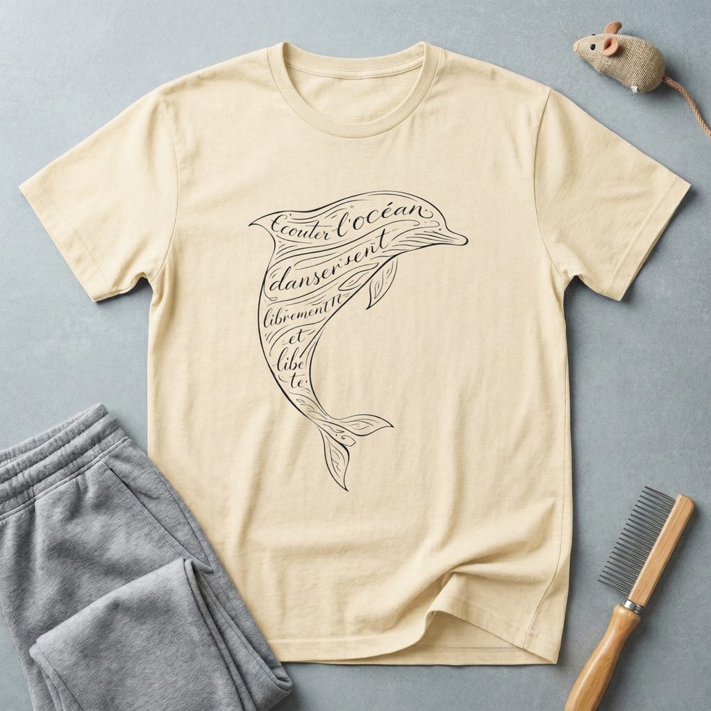 T-shirt Dauphin Calligraphie — T-shirt graphique nautique à écriture manuscrite