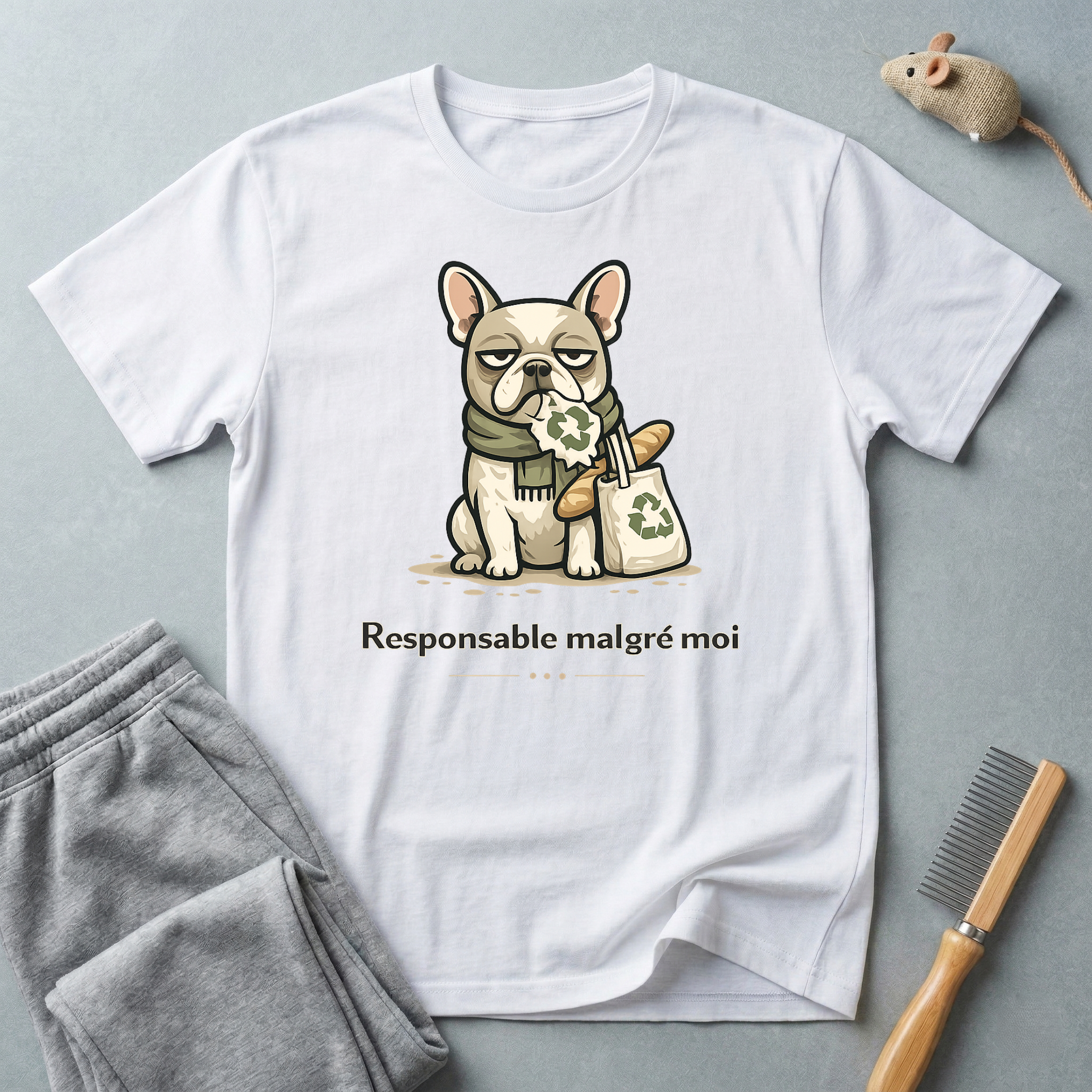 T-shirt — Graphisme mignon de bouledogue “Responsable malgré moi”
