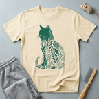 T-shirt silhouette de chat floral