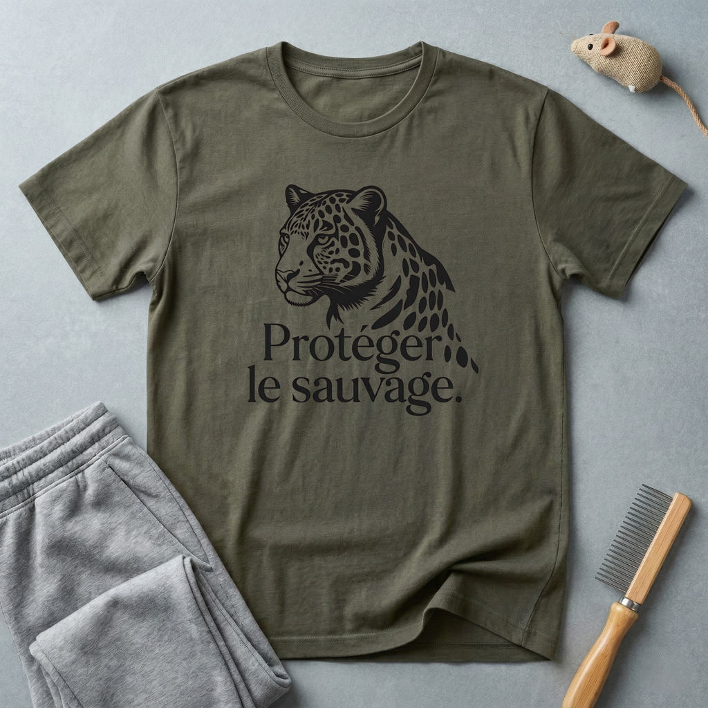 T-shirt léopard «Protéger le sauvage» — T-shirt graphique pour la protection de la faune