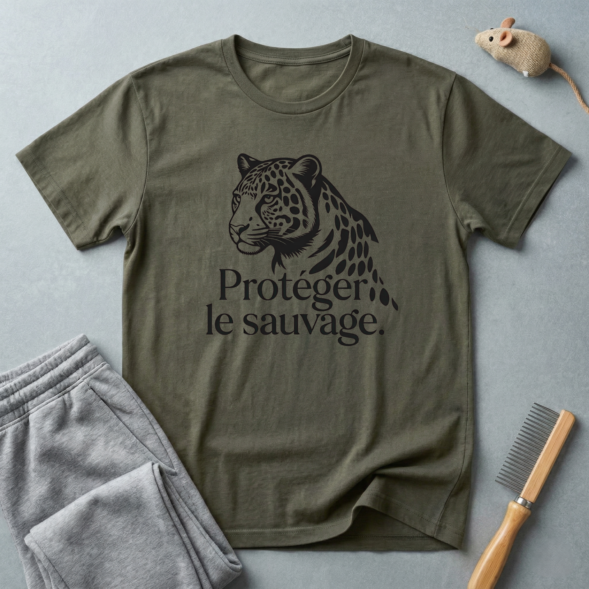 T-shirt léopard «Protéger le sauvage» — T-shirt graphique pour la protection de la faune
