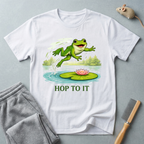 "Hop To It" Frog T-Shirt — Playful Graphic T-Shirt with Lily Pad