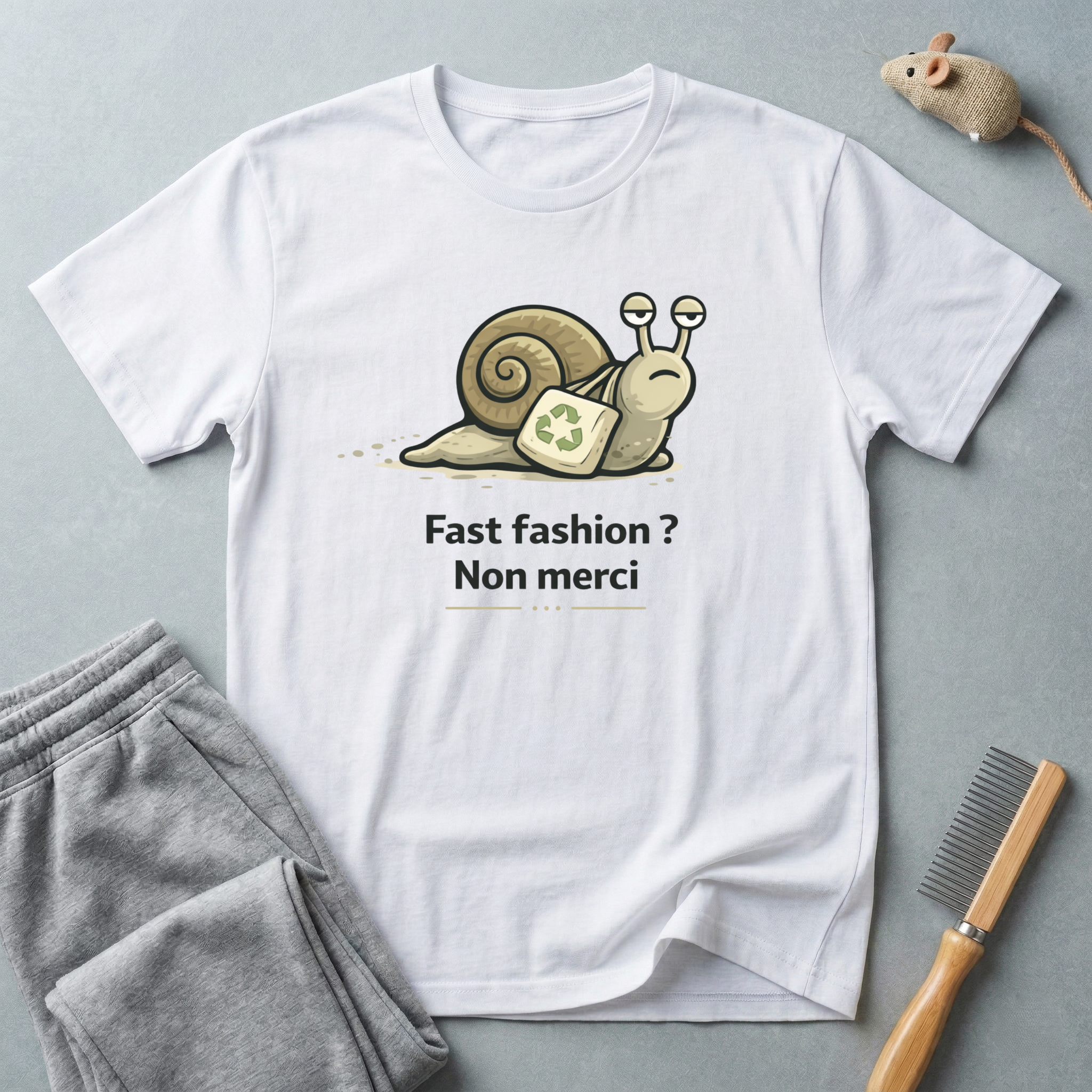 Eco Escargot T-Shirt — "Fast fashion? Non merci"