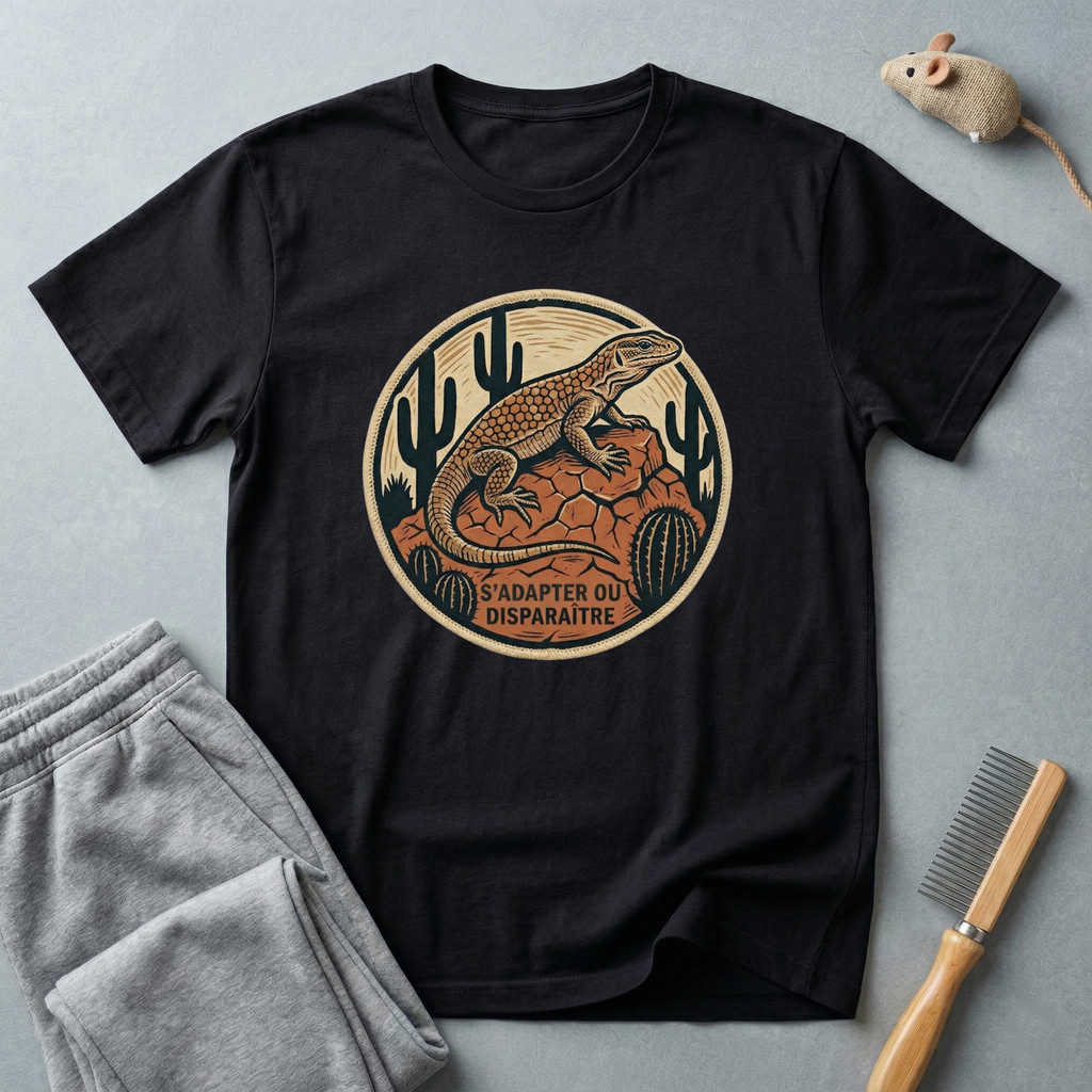 T-shirt Lézard du désert — T-shirt reptile vintage «S’adapter ou disparaître»